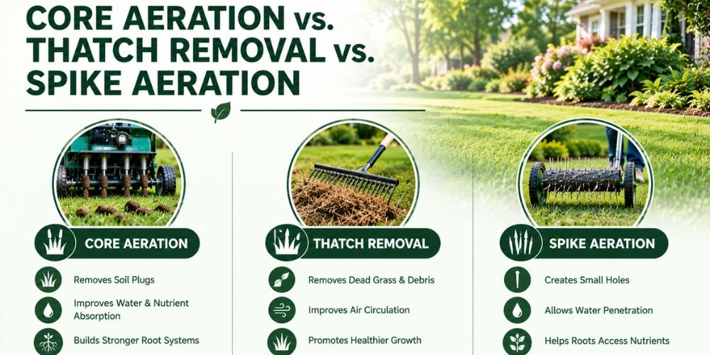 Core Aeration vs. Thatch Removal vs. Spike Aeration
